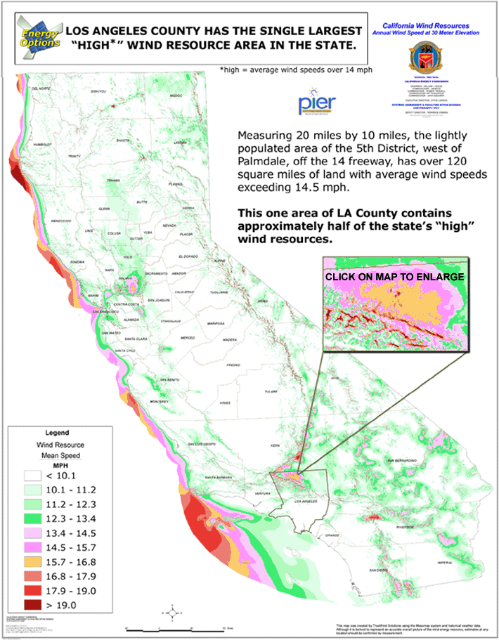 California Wind Resource Map Energy Options